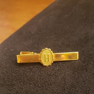 Gold Tie Clip with Monogram H